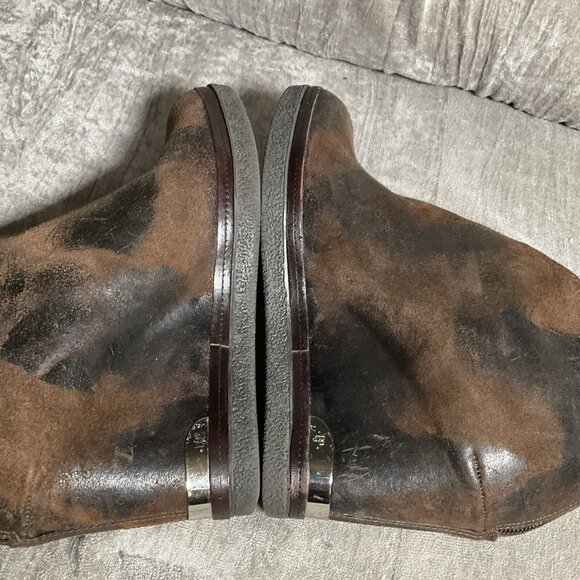 Donald J Pliner Booties 7.5M Daphne Brown Leather Wedge Suede Distressed Leather - Picture 7 of 14